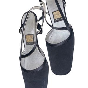 Nina Black Strappy Velvet Sandal Heels in
Size: 8.5